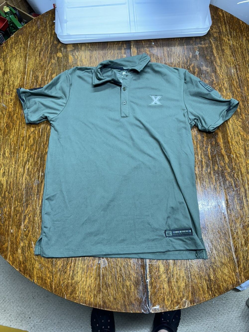Xavier Musketeers Shirt Mens Sm Green Polo Short Sleeve Colosseum OHT Military